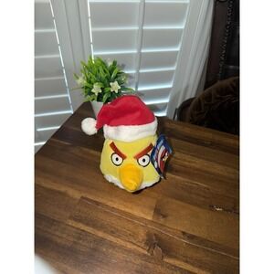 Angry Birds Yellow Bird In Santa Hat Plush 5" Chuck Christmas 2011 Commonwealth